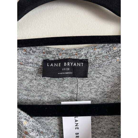 NWT Lane Bryant Plus Size 3X 18/20 Top Gray Copper Metallic Long Sleeve Stretch - Picture 3 of 5